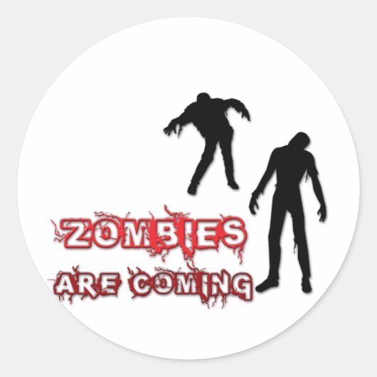 Zombies kommen runder aufkleber (Vorderseite)