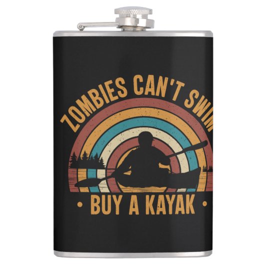 Zombies können nicht schwimmen und einen Kajak kau Flachmann (Vorderseite)