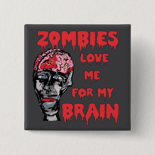Zombies Liebe Brain Button (Vorderseite)