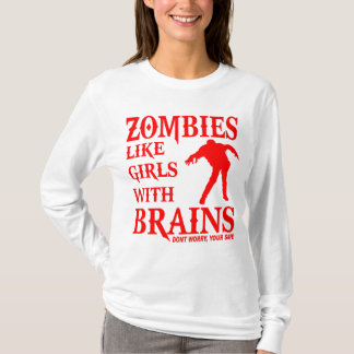 ZOMBIES MÖGEN MÄDCHEN MIT GEHIRN-ROT-LOGO T-Shirt