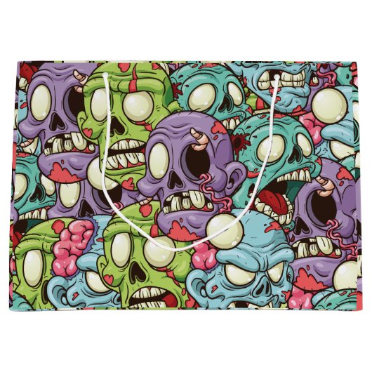 Zombies Pattern Halloween Große Geschenktüte (Vorderseite)