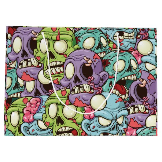 Zombies Pattern Halloween Große Geschenktüte (Rückseite)