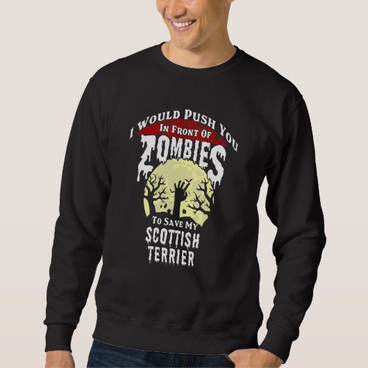 Zombies Scottish Terrier Spooky Halloween Sweatshirt (Vorderseite)