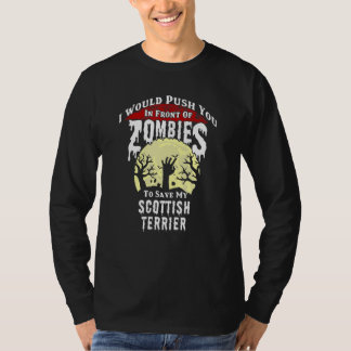 Zombies Scottish Terrier Spooky Halloween T-Shirt