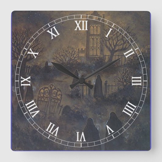 Zombies Square Roman Numerals Clock Quadratische Wanduhr (Vorderseite)