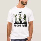 Zombies Trick oder Treatment Design T-Shirt (Vorderseite)