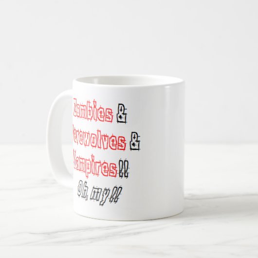 Zombies Werwölfe Vampire Kaffeetasse (Vorderseite Links)
