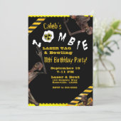 Zombies Yellow & Black Birthday Party Einladung (Stehend Vorderseite)