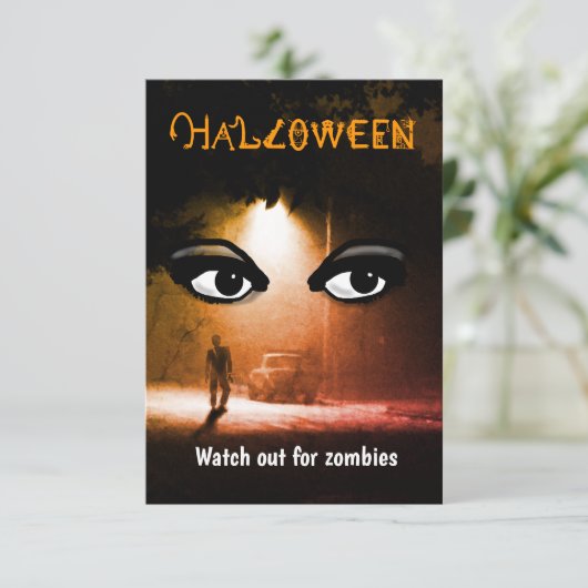 Zombies zu Halloween Karte (Stehend Vorderseite)