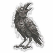 Zombified Crow Aufkleber (Vorderseite)