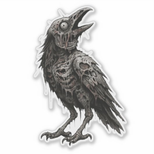 Zombified Crow Aufkleber (Vorderseite)