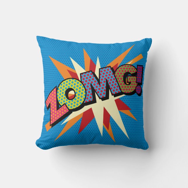 ZOMG Fun Comic Buch Pop Art Typografie Kissen (Vorderseite)