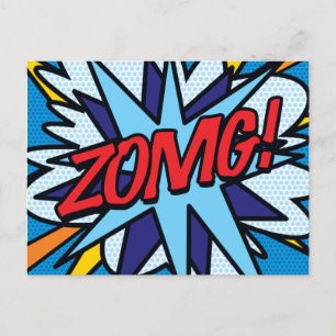 ZOMG Fun Retro Comic Pop Art Ankündigungspostkarte