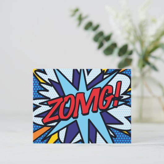 ZOMG Fun Retro Comic Pop Art Postkarte (Stehend Vorderseite)