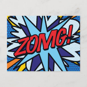 ZOMG Fun Retro Comic Pop Kunst, Dichtung und Musik Postkarte
