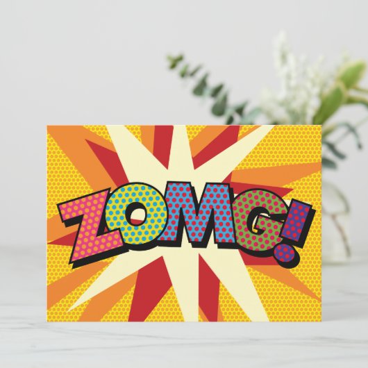 ZOMG Ihre Nachricht sprechen Buble Spaß Retro Ankündigung (Stehend Vorderseite)