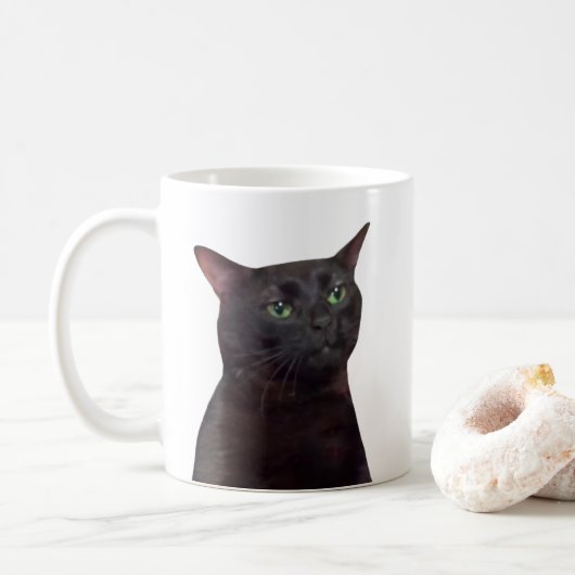 Zoned Out Cat Meme Tasse doppelseitig (Mit Donut)