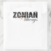 Zonian immer mit Spider Ovaler Aufkleber (Tasche)