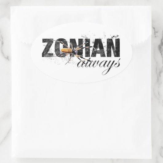 Zonian immer mit Spider Ovaler Aufkleber (Tasche)