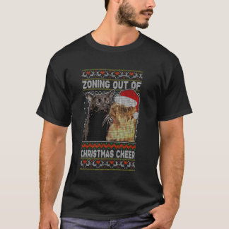 Zoning Out of Christmas Cheer Cat Staring Christma T-Shirt