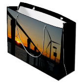 Zonsondergang met windmolen, Rustgevend relaxt. Große Geschenktüte (Rückseite Schrägansicht)