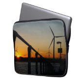 Zonsondergang met windmolen, Rustgevend relaxt. Laptopschutzhülle (Vorderseite Links)