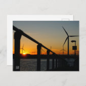 Zonsondergang met windmolen, Rustgevend relaxt. Postkarte (Vorne/Hinten)