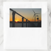 Zonsondergang met windmolen, Rustgevend relaxt. Rechteckiger Aufkleber (Tasche)