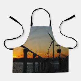 Zonsondergang met windmolen, Rustgevend relaxt. Schürze