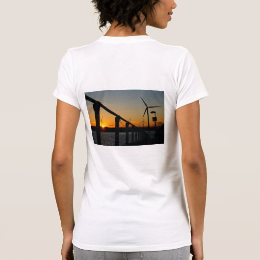 Zonsondergang met windmolen, Rustgevend relaxt. T-Shirt (Rückseite)