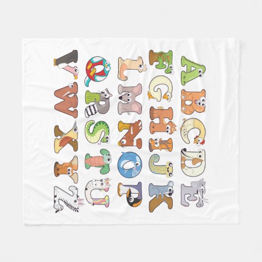 Zoo Animal Alphabet Letters ABCs Lernen Fleecedecke (Vorderseite (Horizontal))