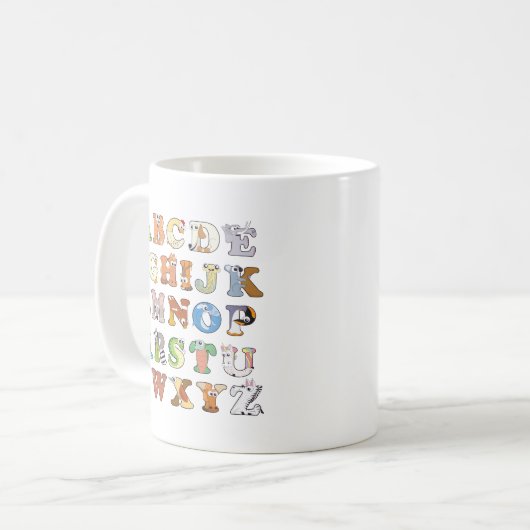 Zoo Animal Alphabet Letters ABCs Lernen Kaffeetasse (Vorderseite Links)