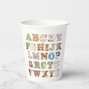 Zoo Animal Alphabet Letters ABCs Lernen Pappbecher