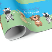 Zoo Animal Birthday Personalisiert Geschenkpapier (Rolleneckpunkt)