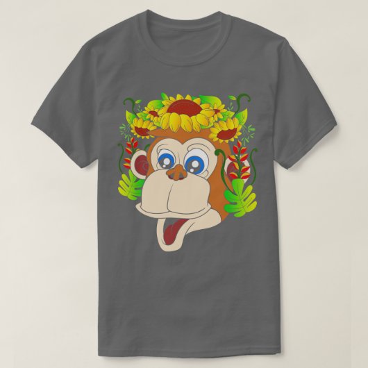 Zoo Animal Blume Monkey T-Shirt (Design vorne)