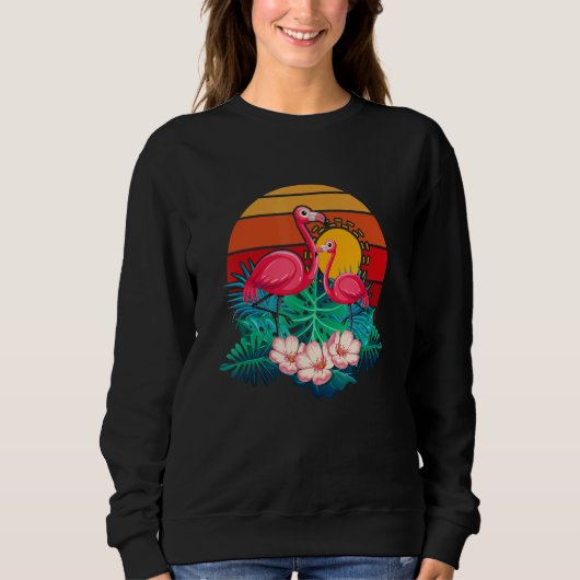 Zoo Animal Tropic Summer Sunrise Flamingo Vintage  Sweatshirt (Vorderseite)