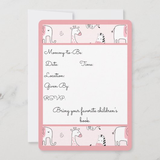 Zoo Animals Baby Dusche Einladung (Rückseite)