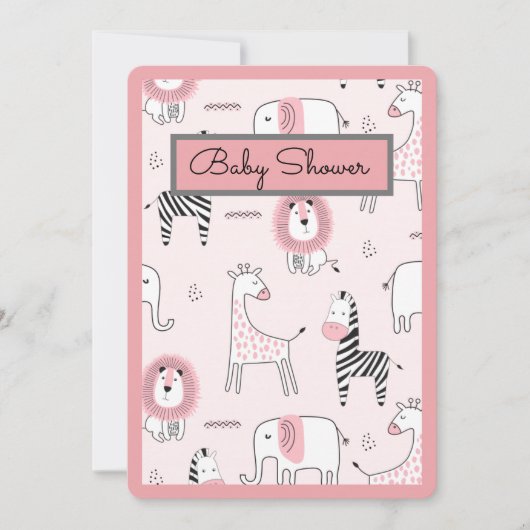 Zoo Animals Baby Dusche Einladung (Vorderseite)