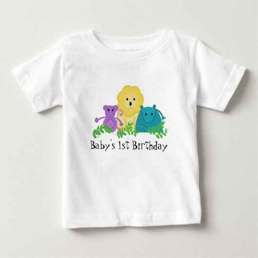 Zoo Animals Baby's 1. Geburtstag Baby T-shirt (Vorderseite)