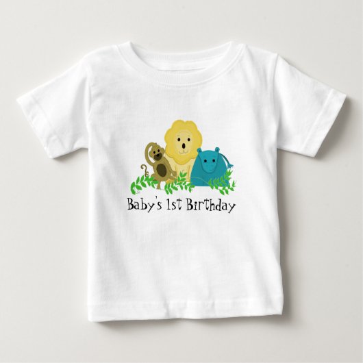 Zoo Animals Baby's 1. Geburtstag Baby T-shirt (Vorderseite)