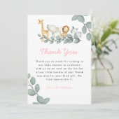 Zoo Animals Girl Baby Dusche Danke Karte (Stehend Vorderseite)