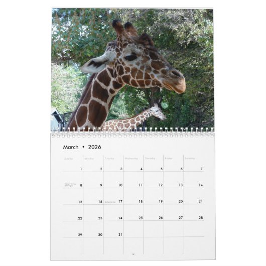 Zoo Animals Kalender 2019 (Mär 2026)
