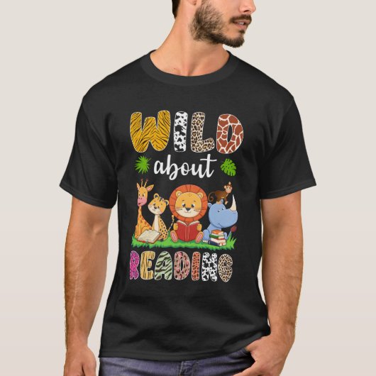 Zoo Animals Wild über das Lesen von Büchern Reader T-Shirt (Vorderseite)