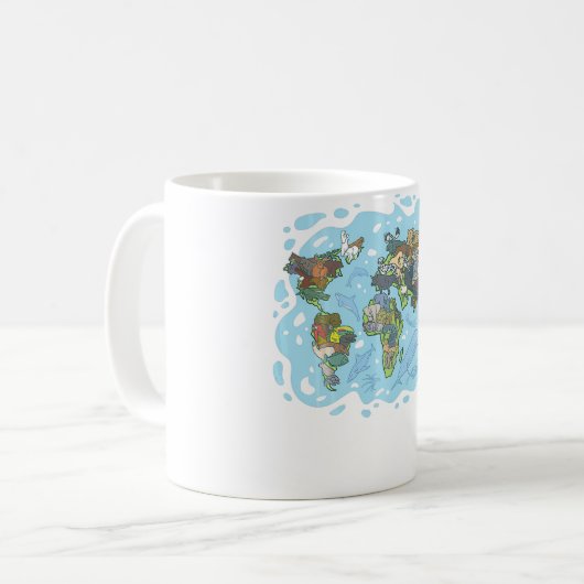 Zoo Animals World Map Planet Erde Ökosystem Kaffeetasse (Vorderseite Links)