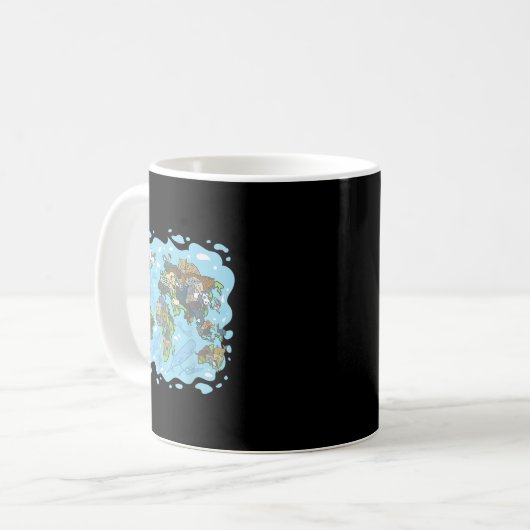 Zoo Animals World Map Planet Erde Ökosystem Kaffeetasse (Vorderseite Links)