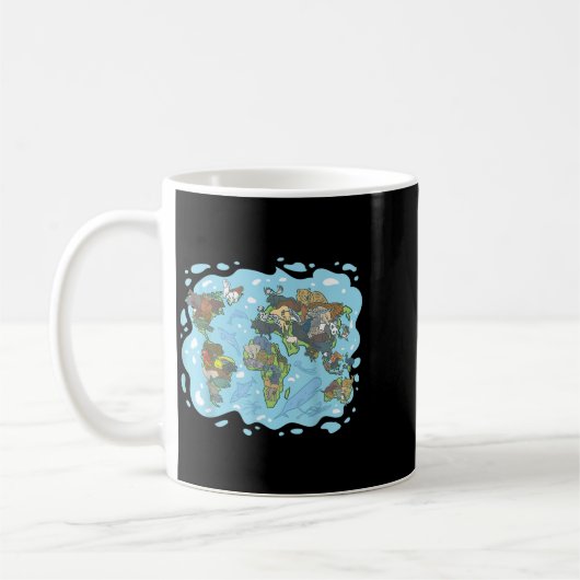 Zoo Animals World Map Planet Erde Ökosystem Kaffeetasse (Links)