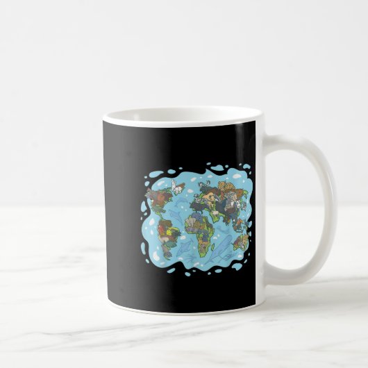 Zoo Animals World Map Planet Erde Ökosystem Kaffeetasse (Rechts)