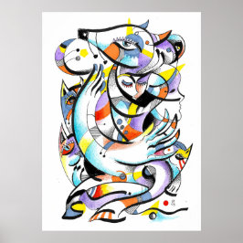 Zoo Aquarellfarben Poster