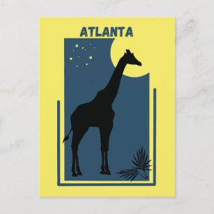 Zoo Atlanta Georgia Vintag Giraffe Postkarte