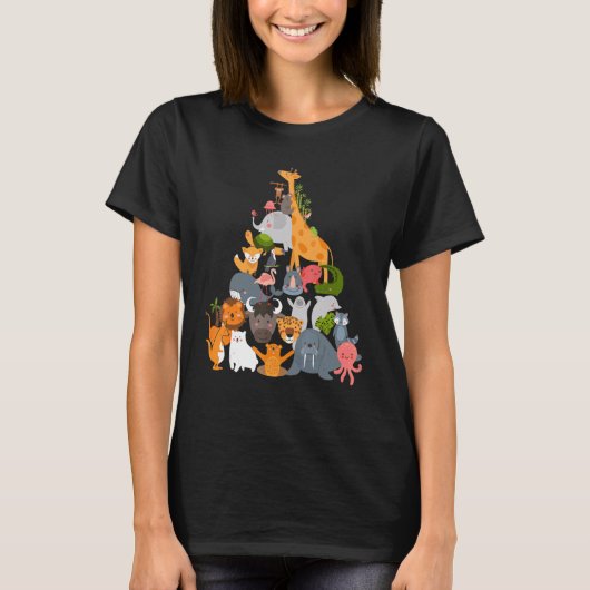 Zoo-Ausflug-Tierpyramide T-Shirt (Vorderseite)